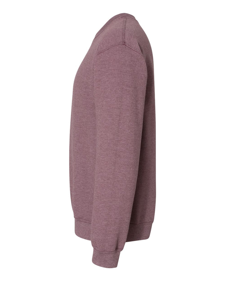 Left View of Heather Dark Maroon Heavy Blend™ Crewneck Sweatshirt - 18000