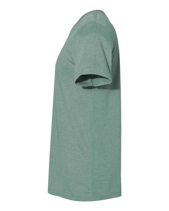 Left View of Heather Dusty Blue CVC Jersey Tee - 3001CVC