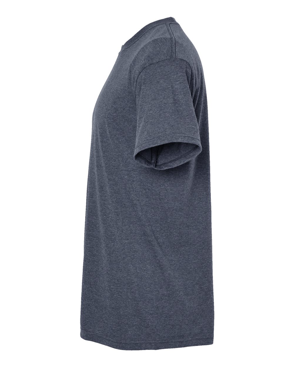 Left View of Heather Navy Gold Soft Touch T-Shirt - 4800