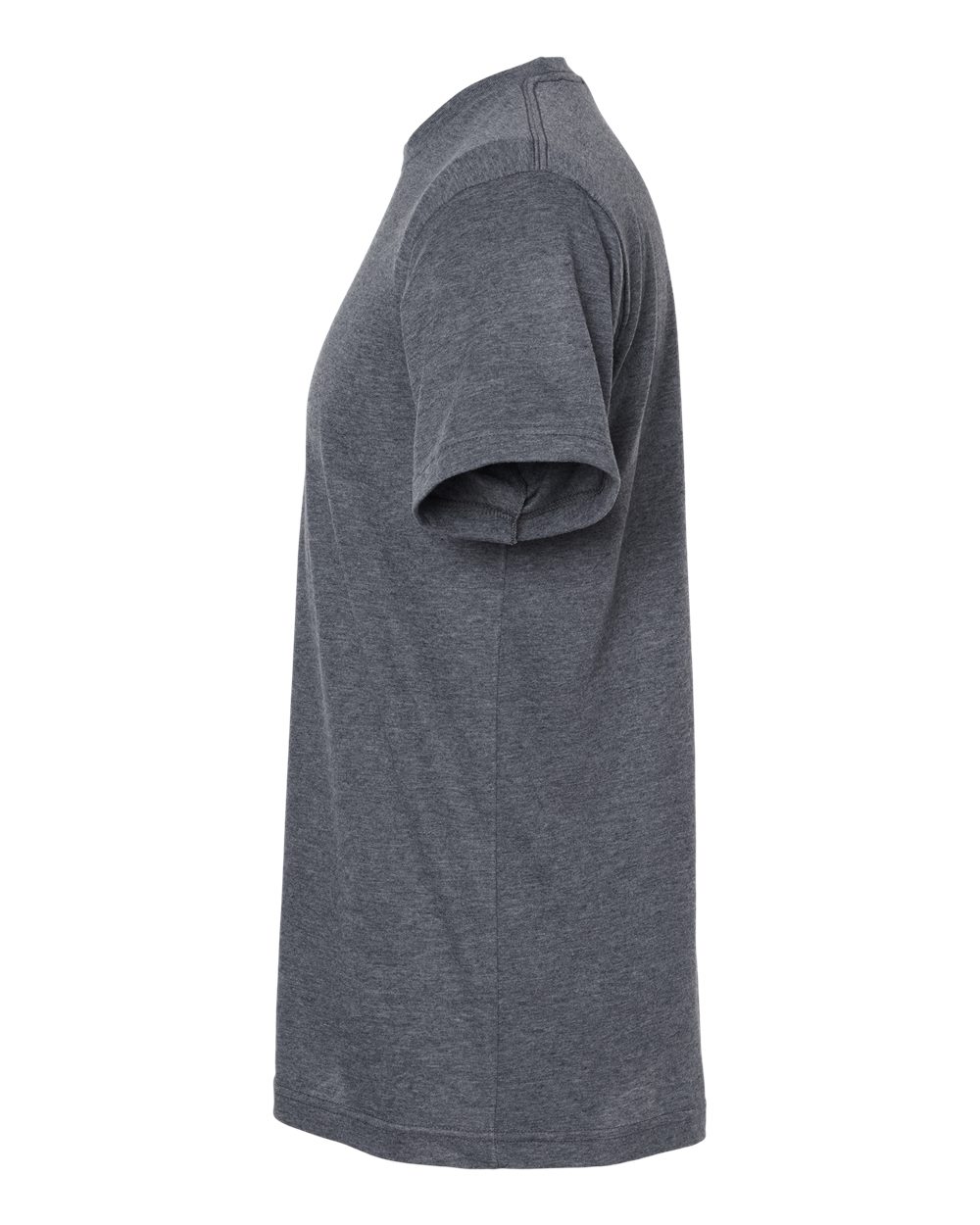 Left View of Heather Navy Poly-Rich T-Shirt - 241