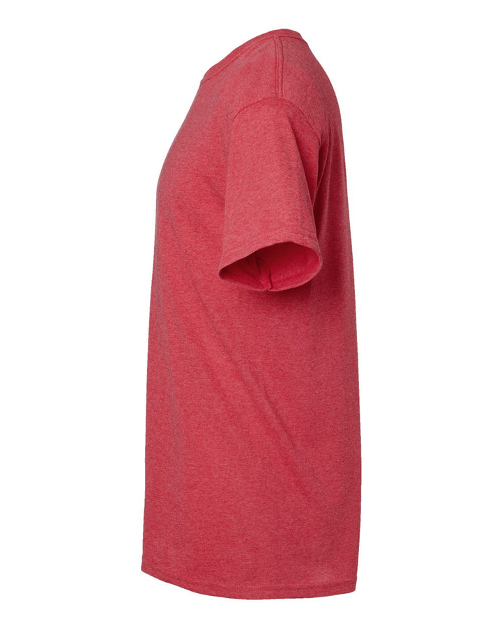 Left View of Heather Red Gold Soft Touch T-Shirt - 4800