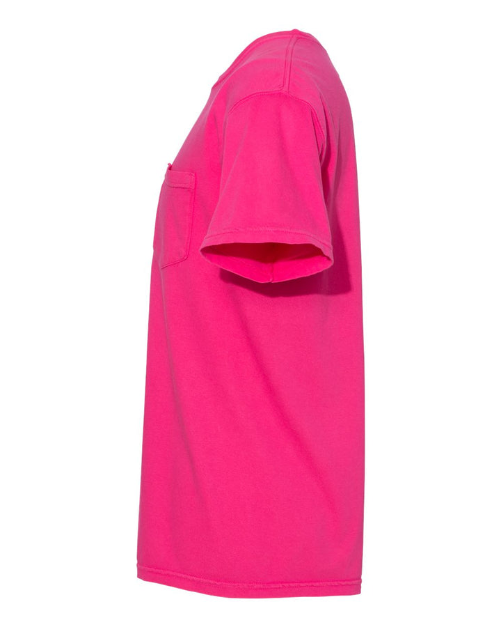 Left View of Heliconia Garment-Dyed Heavyweight Pocket T-Shirt - 6030