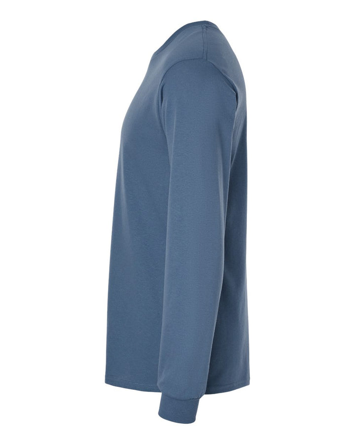 Left View of Indigo Blue Heavy Cotton™ Long Sleeve T-Shirt - 5400