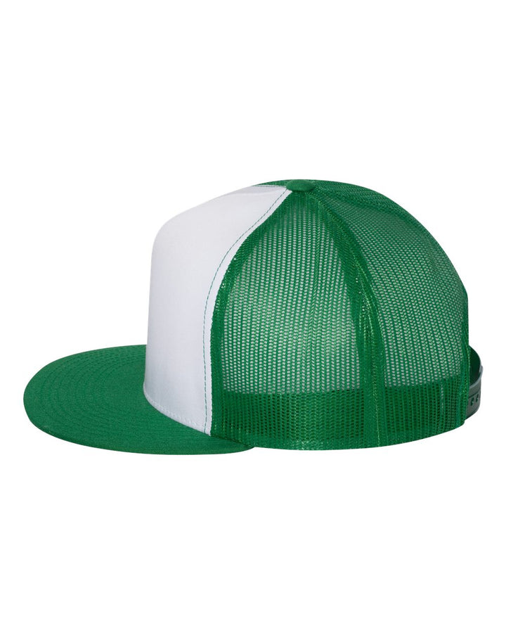 Left View of Kelly/ White/ Kelly Five-Panel Classic Trucker Cap - 6006