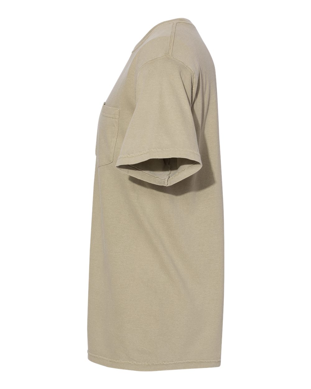 Left View of Khaki Garment-Dyed Heavyweight Pocket T-Shirt - 6030