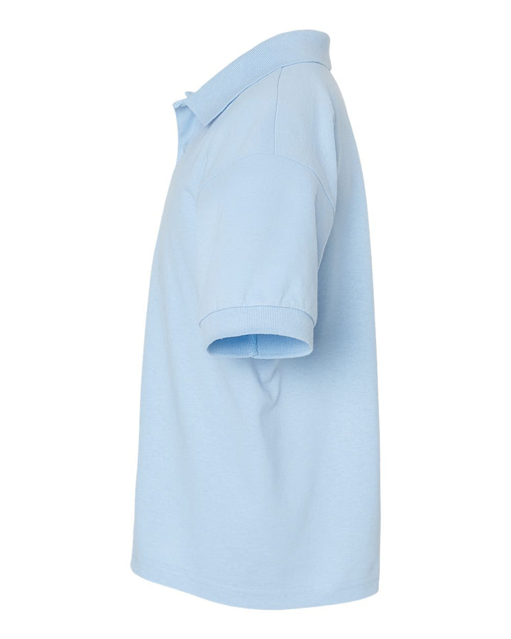 Left View of Light Blue DryBlend® Youth Jersey Polo - 8800B