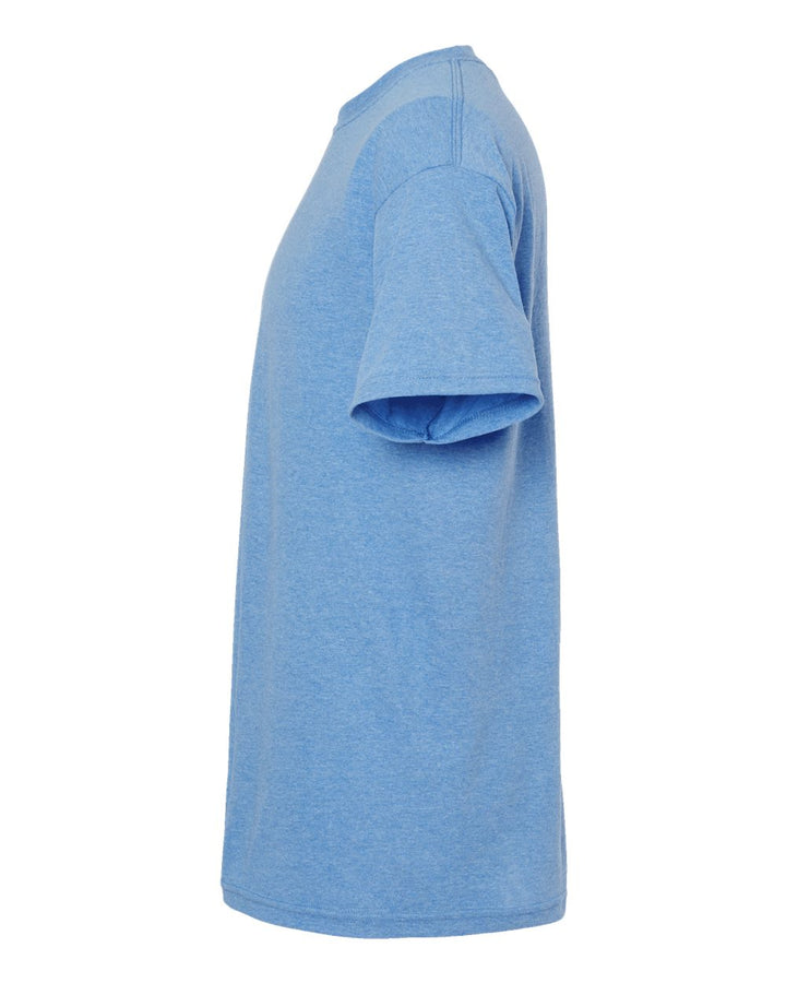 Left View of Light Blue Heather Gold Soft Touch T-Shirt - 4800