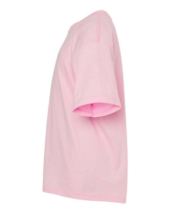 Left View of Light Pink Youth Gold Soft Touch T-Shirt - 4850