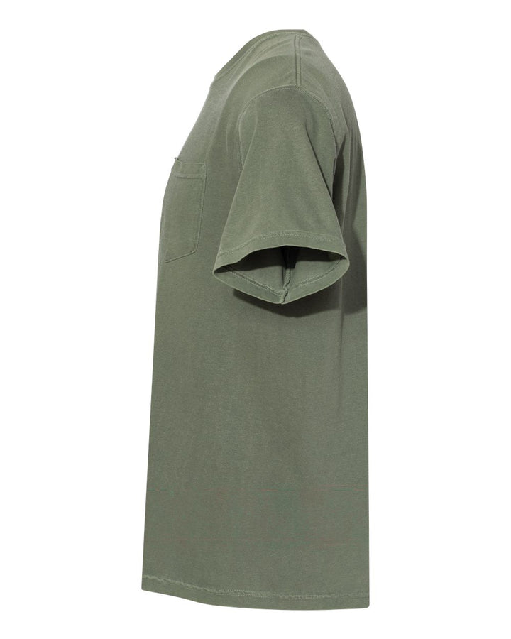 Left View of Moss Garment-Dyed Heavyweight Pocket T-Shirt - 6030