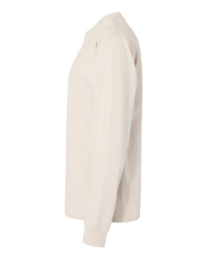 Left View of Natural Beefy-T® Long Sleeve T-Shirt - 5186