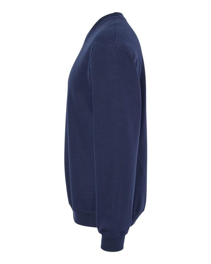 Left View of Navy Softstyle® Midweight Crewneck Sweatshirt - SF000