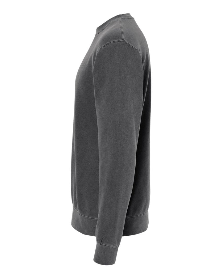 Left View of Pigment Black Midweight Pigment-Dyed Crewneck Sweatshirt - PRM3500