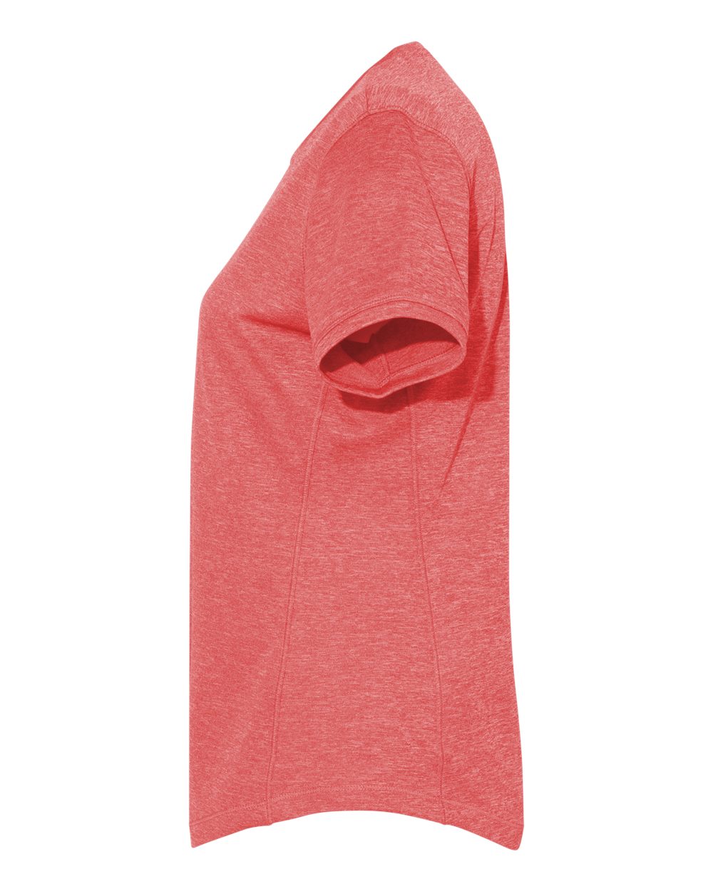 Left View of Power Red Heather Women's Sport T-Shirt - A377