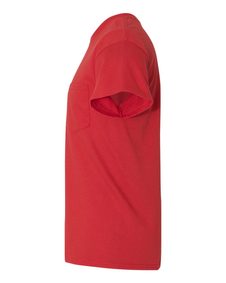 Left View of Red Heavy Cotton™ Pocket T-Shirt - 5300