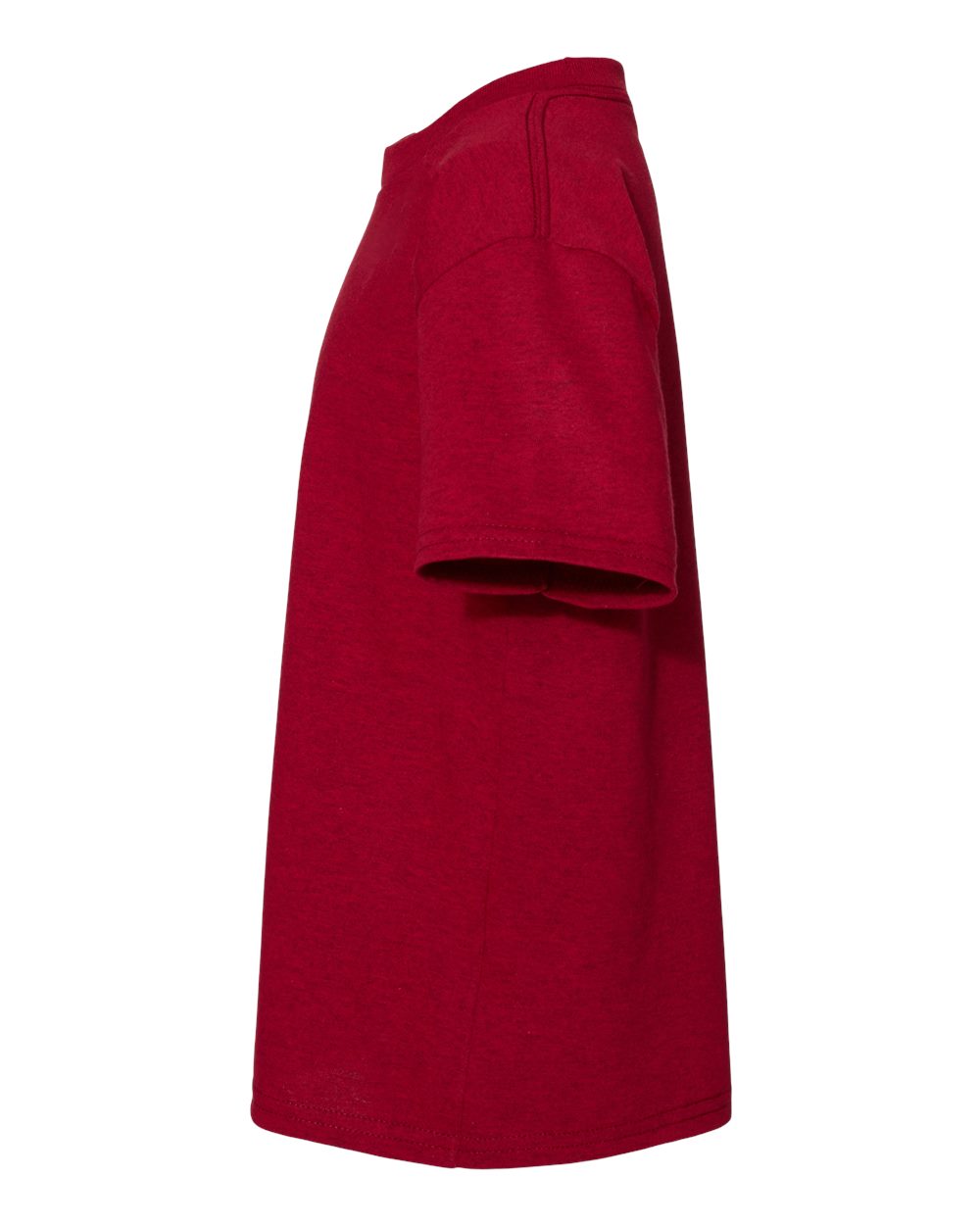 Left View of Red Pepper Heather Essential-T Youth T-Shirt - 5480