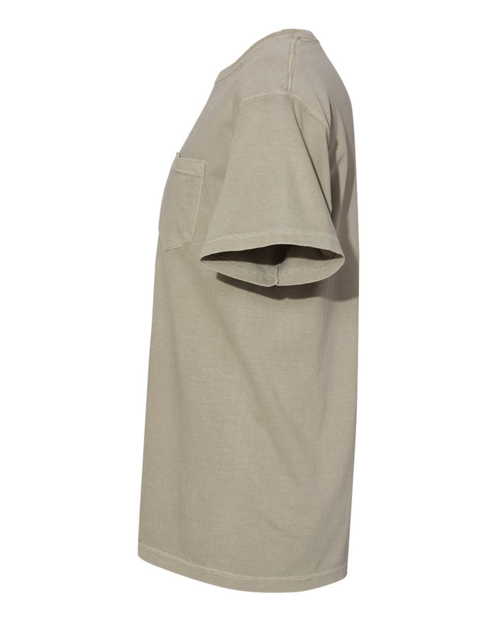 Left View of Sandstone Garment-Dyed Heavyweight Pocket T-Shirt - 6030