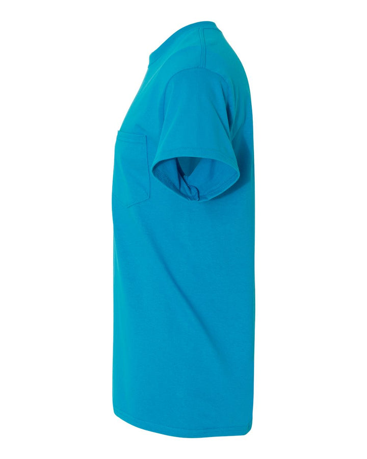 Left View of Sapphire Heavy Cotton™ Pocket T-Shirt - 5300