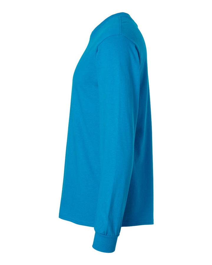 Left View of Sapphire Ultra Cotton® Long Sleeve T-Shirt - 2400