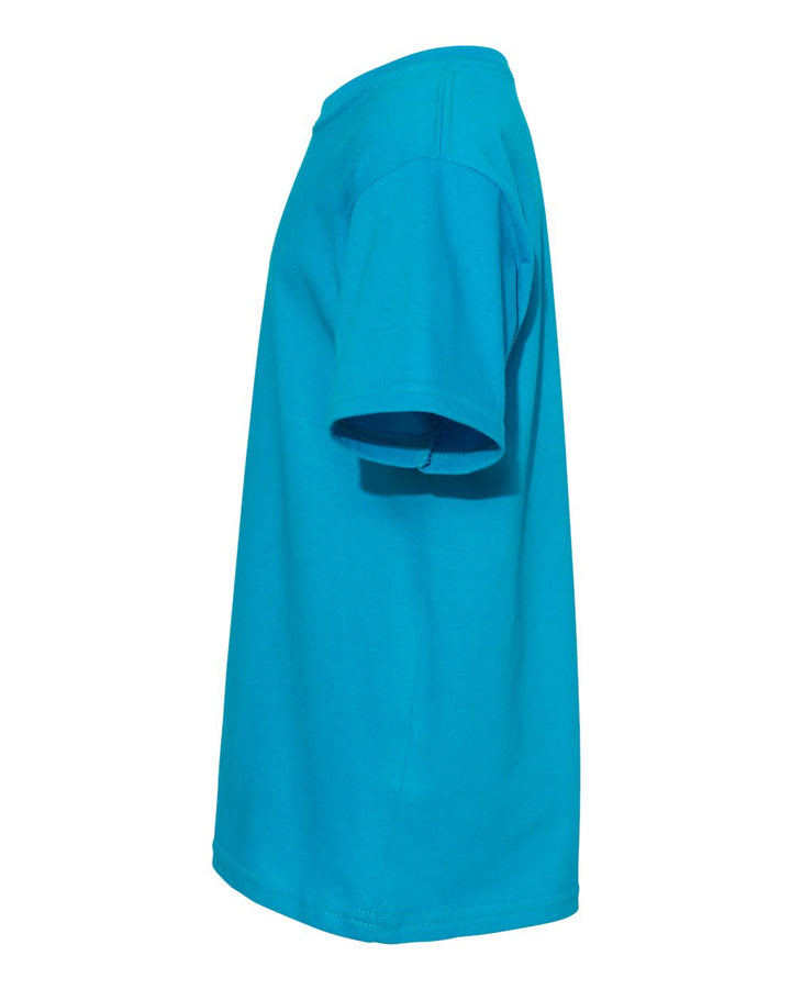 Left View of Teal Essential-T Youth T-Shirt - 5480