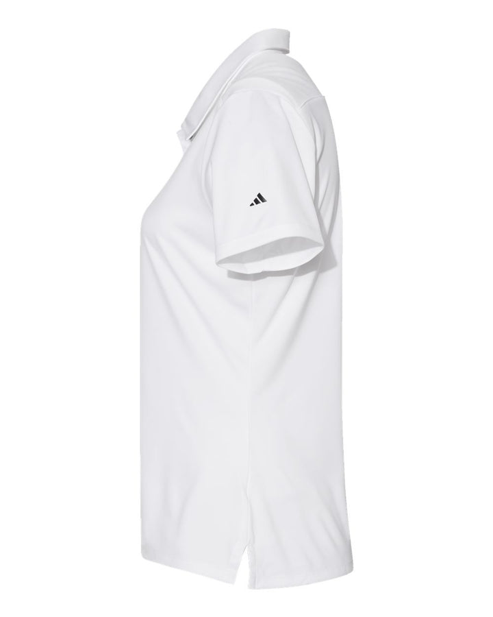 Left View of White/ Black Women's 3-Stripes Shoulder Polo - A325