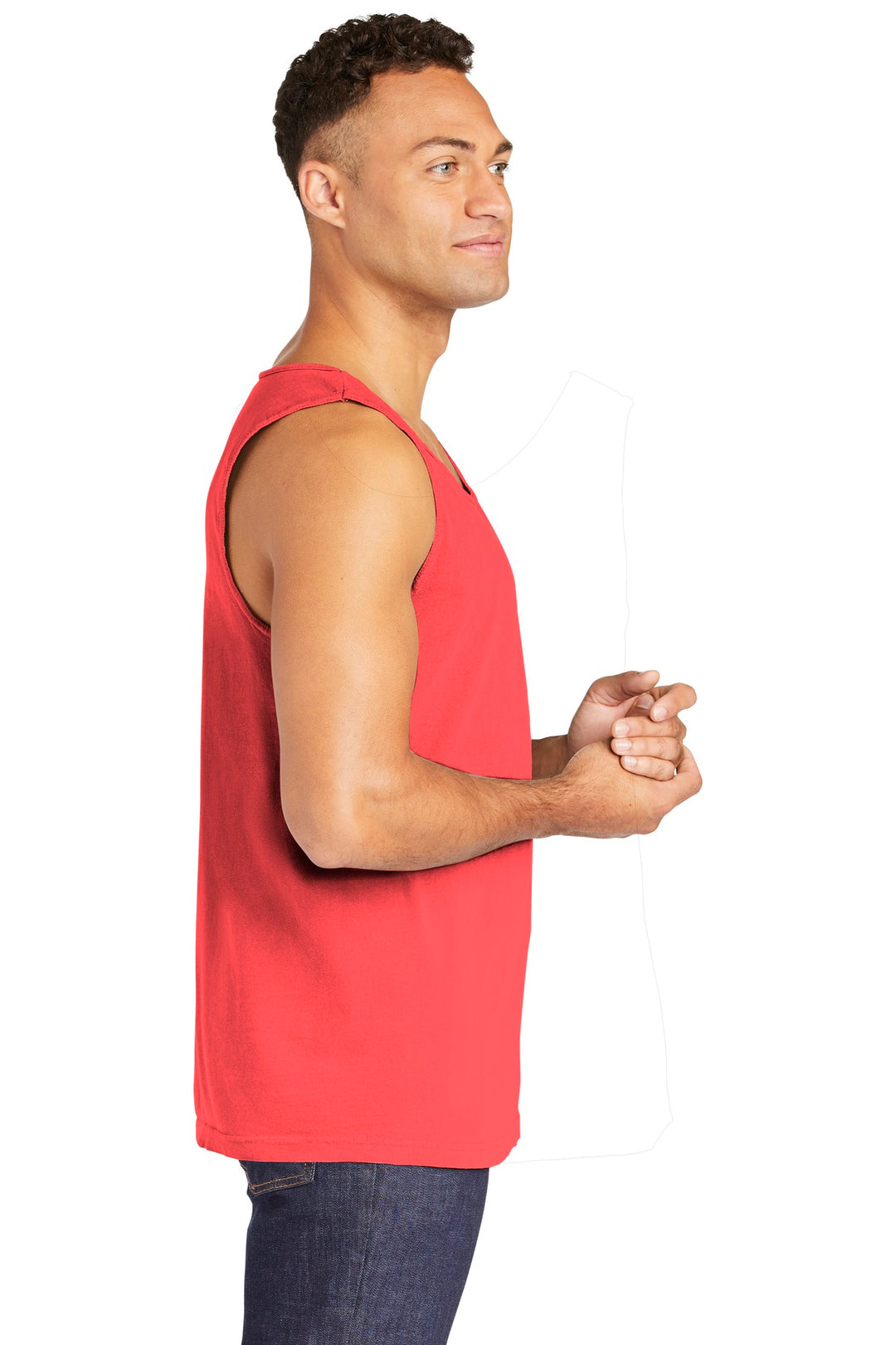 Neon Red Orng COMFORT COLORS Heavyweight Ring Spun Tank Top. 9360