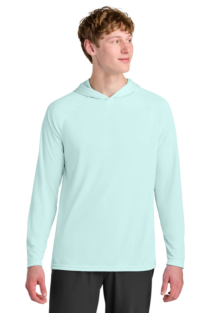 PastelBlue A4 Cooling Performance Long Sleeve Hooded Tee A4N3409