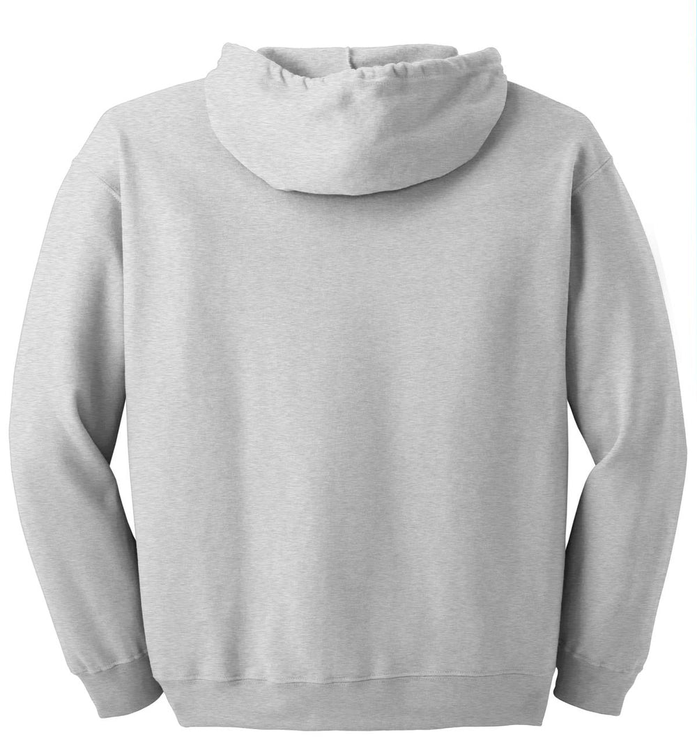 Rear View of Ash Gildan - Heavy Blend Full-Zip Hooded Sweatshirt. 18600