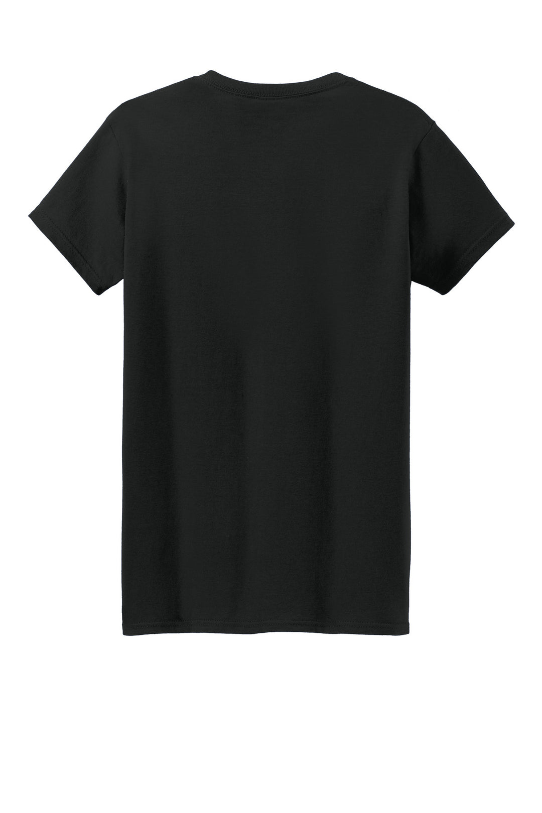 Rear View of Black Gildan Women's Heavy Cotton 100% Cotton T-Shirt. 5000L