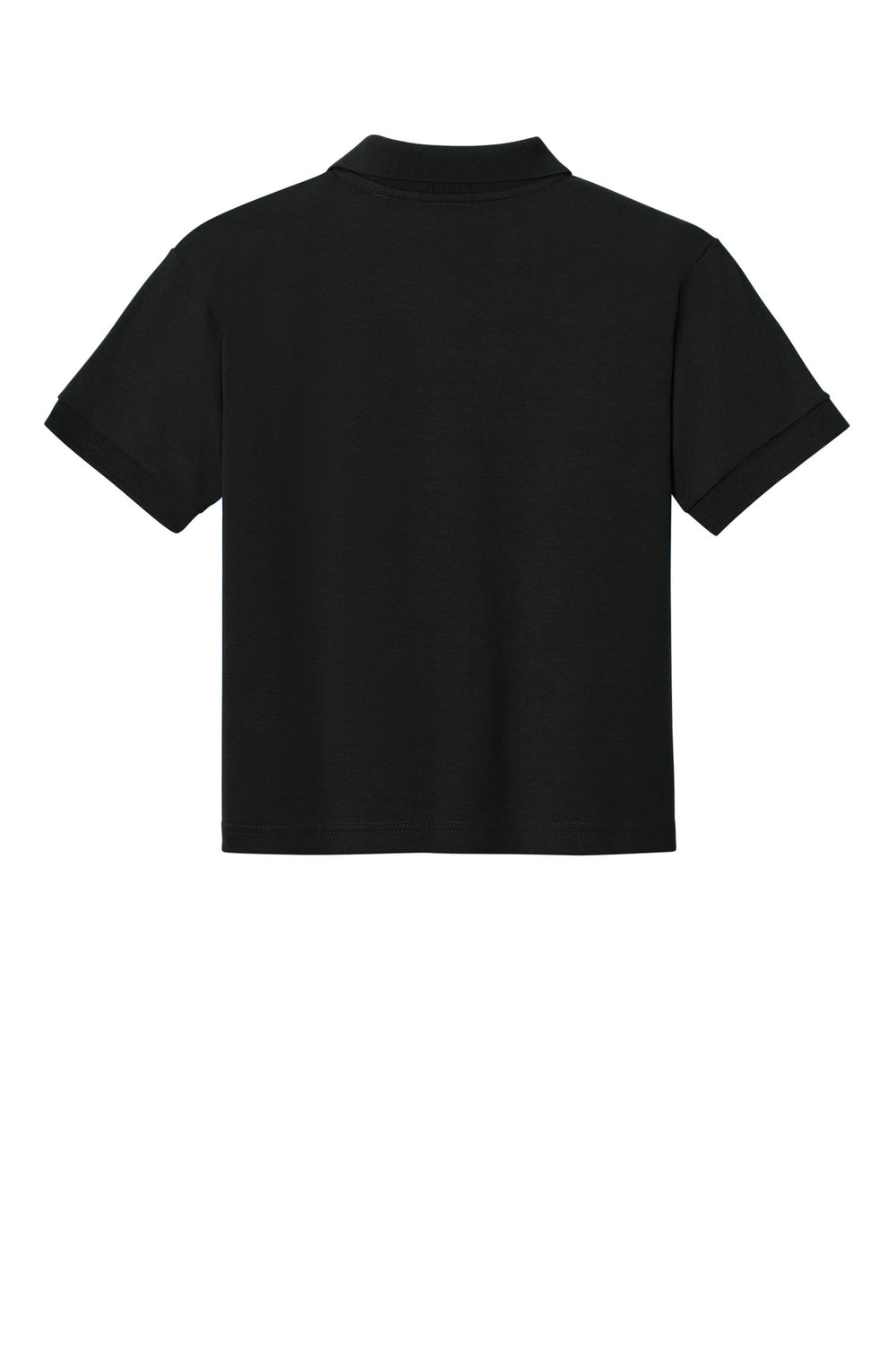 Rear View of Black Gildan Youth DryBlend 6-Ounce Jersey Knit Sport Shirt. 8800B