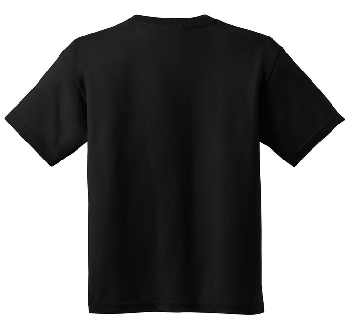 Rear View of Black Gildan - Youth Heavy Cotton 100% Cotton T-Shirt. 5000B