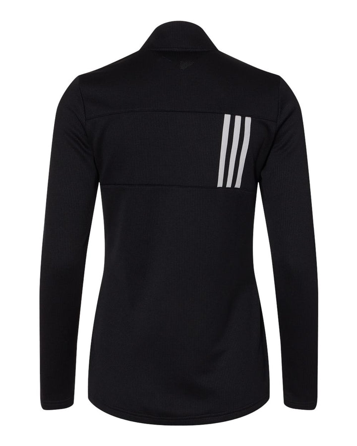 Rear View of Black/ Grey Two Women's 3-Stripes Double Knit Full-Zip - A483