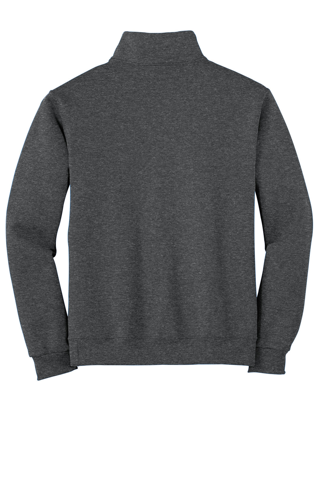 Rear View of Black Hthr Jerzees - NuBlend 1/4-Zip Cadet Collar Sweatshirt. 995M