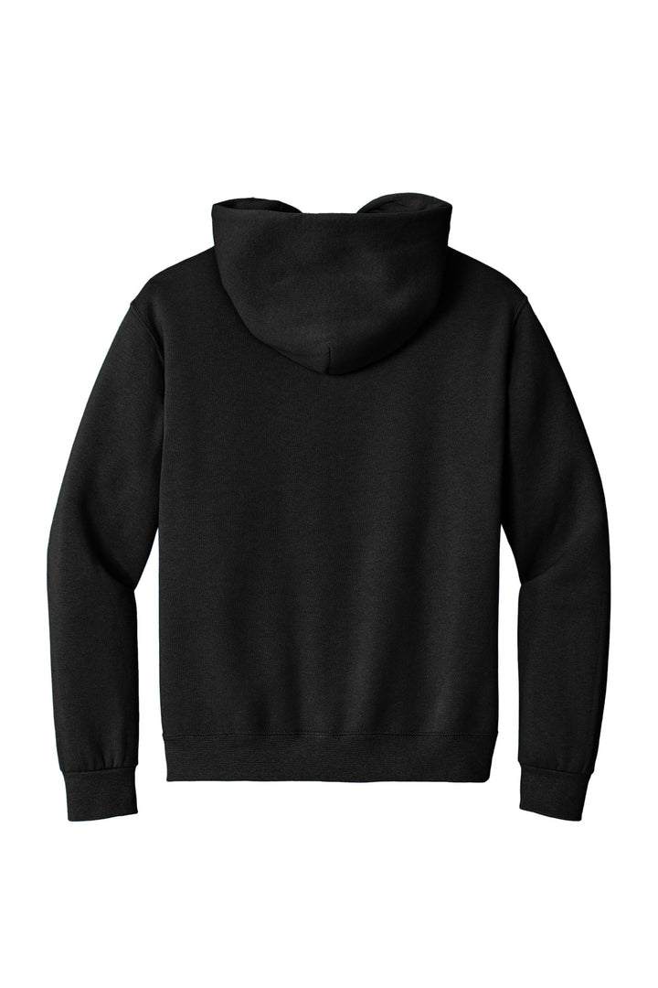 Rear View of Black Jerzees Super Sweats NuBlend - Pullover Hooded Sweatshirt. 4997M
