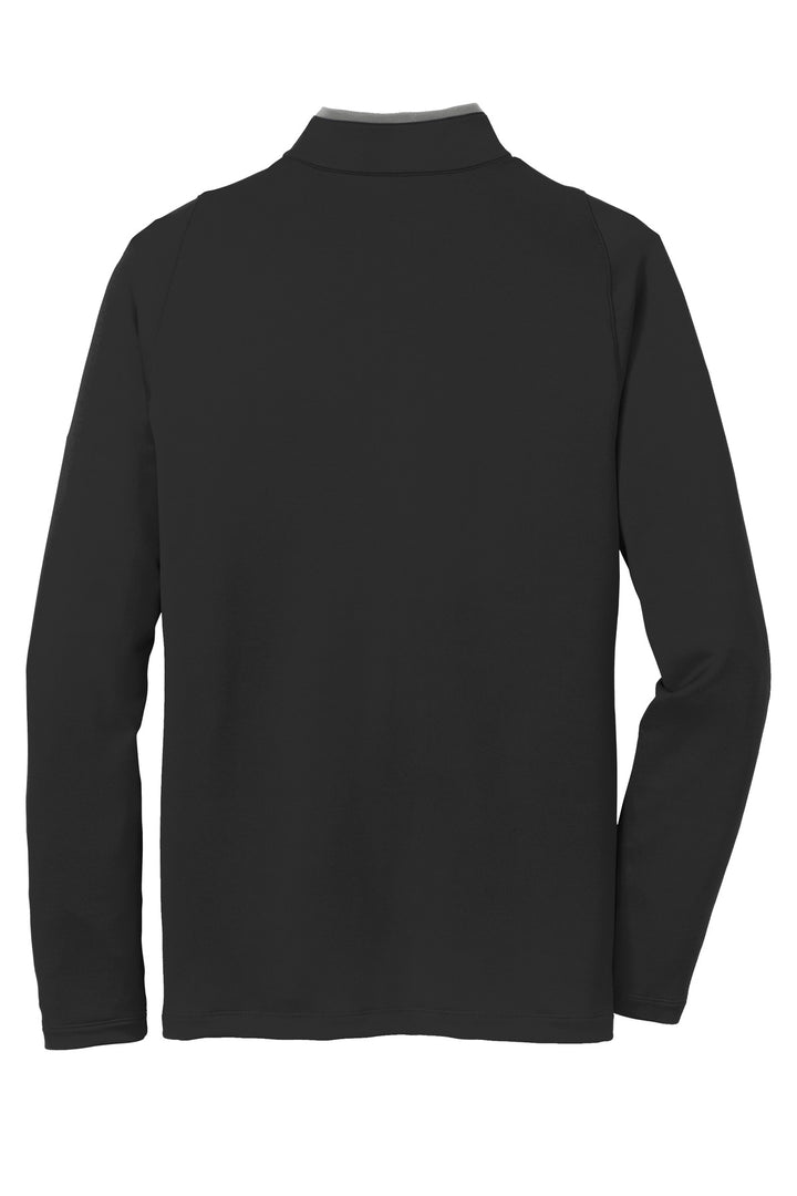 Rear View of Black/Dk Grey Nike Dri-FIT Stretch 1/2-Zip Cover-Up. 779795