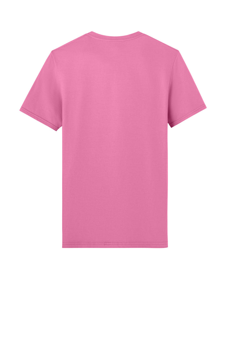 Rear View of Bubblegum Jerzees Unisex Premium Combed Ring Spun Cotton Tee 570M