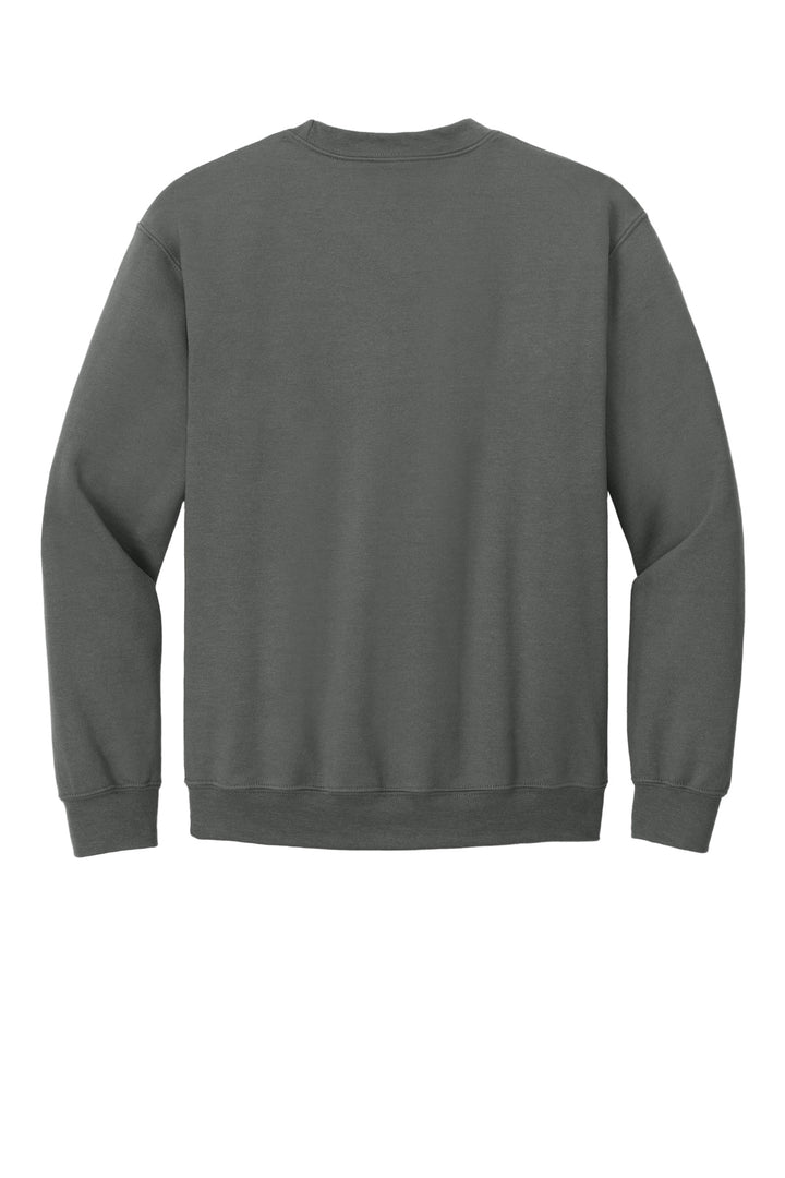 Rear View of Charcoal Gildan Heavy Blend Crewneck Sweatshirt. 18000
