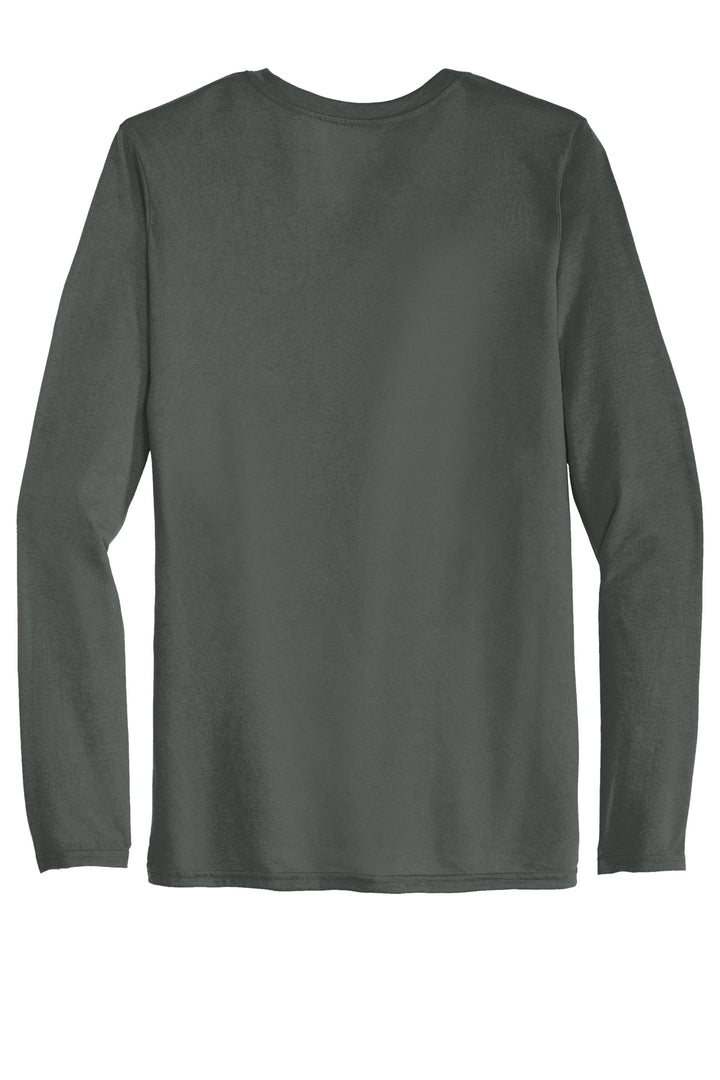 Rear View of Charcoal Gildan Performance Long Sleeve T-Shirt. 42400