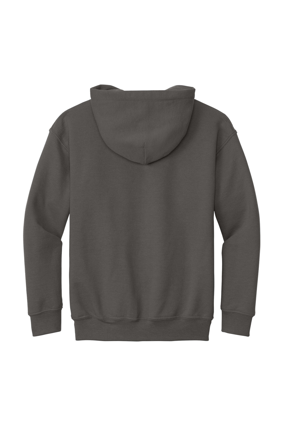 Rear View of Charcoal Gildan - Youth Heavy Blend Hooded Sweatshirt. 18500B