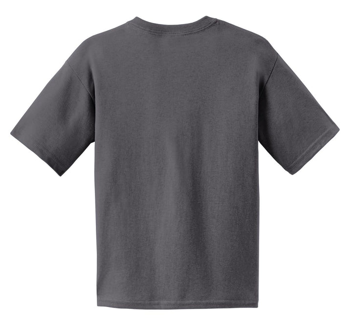 Rear View of Charcoal Gildan - Youth Ultra Cotton 100% US Cotton T-Shirt. 2000B