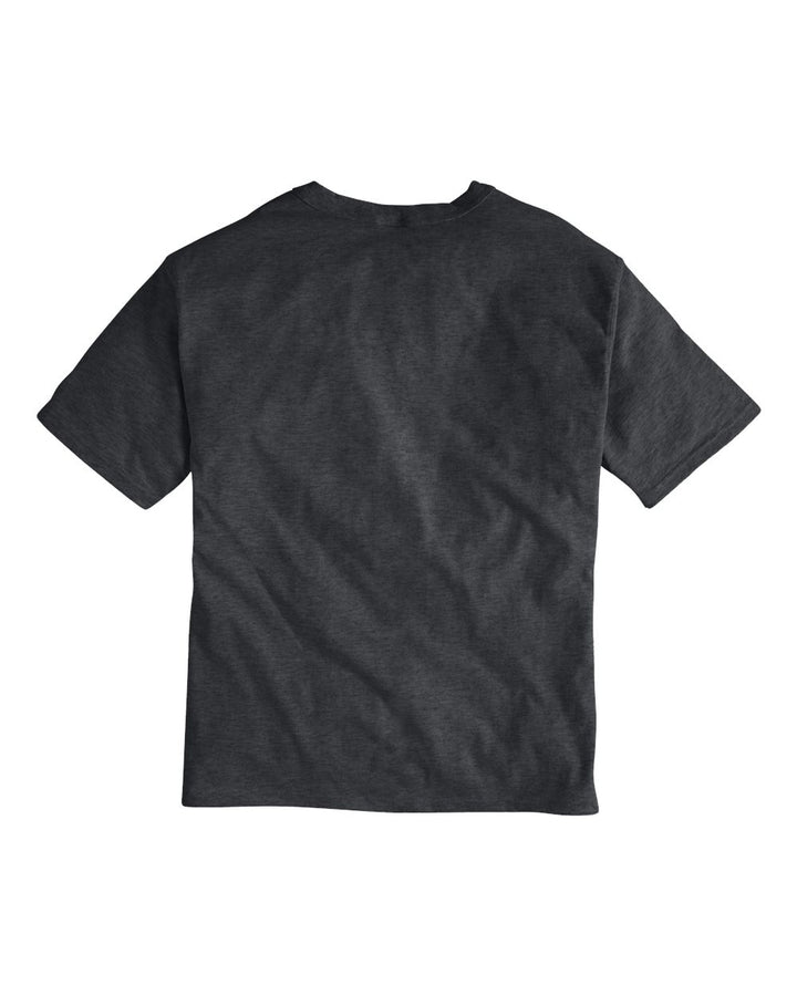 Rear View of Charcoal Heather Heritage Jersey T-Shirt - T105