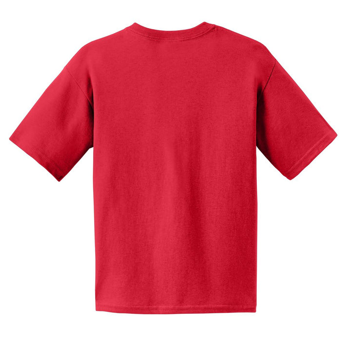 Rear View of Cherry Red Gildan - Youth Ultra Cotton 100% US Cotton T-Shirt. 2000B