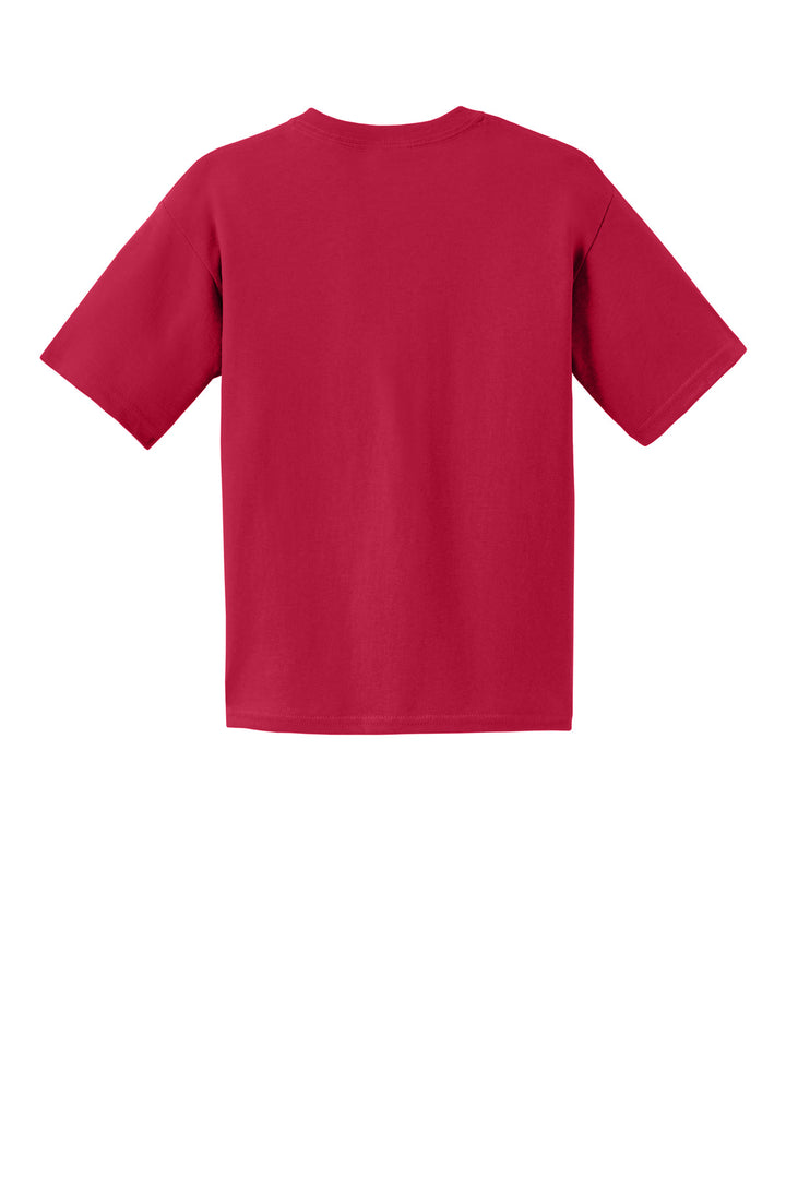 Rear View of Cherry Red Gildan - Youth Ultra Cotton 100% US Cotton T-Shirt. 2000B