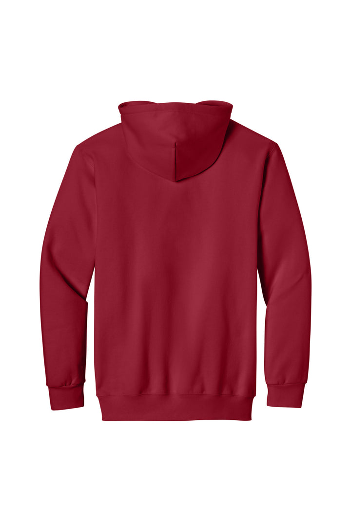 Rear View of CherryRed Gildan Hammer Maxweight Hooded Sweatshirt 19500