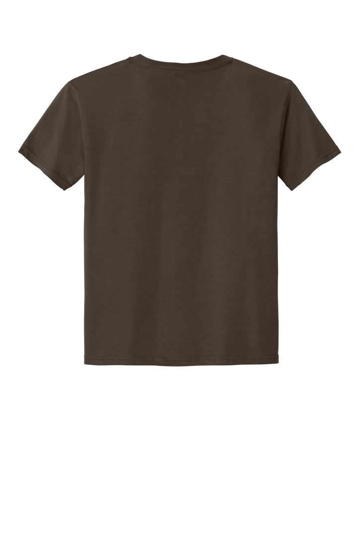 Rear View of Chocolate Jerzees Classics Youth Cotton T-Shirt 363Y
