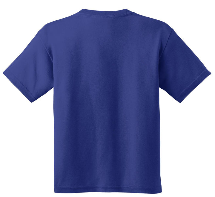 Rear View of Cobalt Gildan - Youth Heavy Cotton 100% Cotton T-Shirt. 5000B