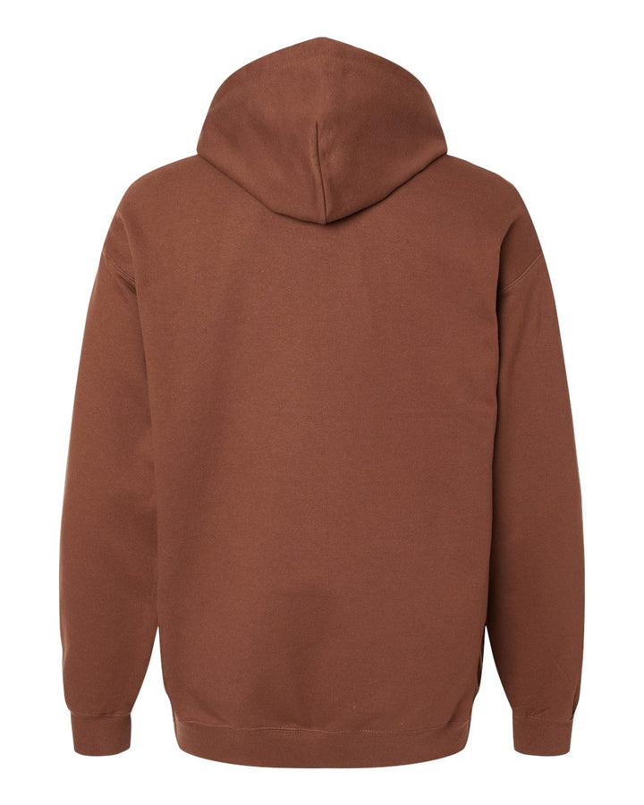 Rear View of Cocoa Softstyle® Midweight Hooded Sweatshirt - SF500