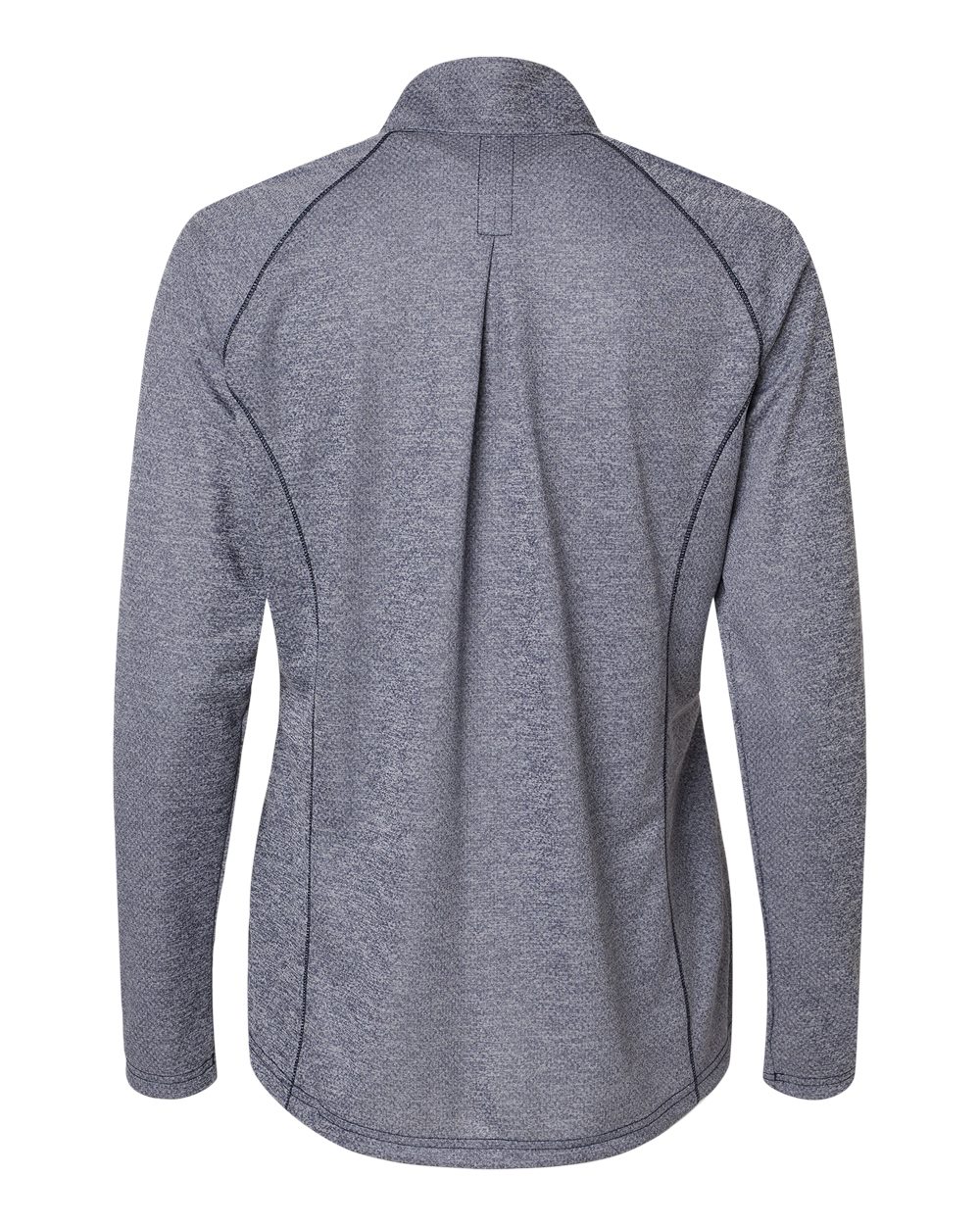 Rear View of Collegiate Navy Melange Women's Space Dyed Quarter-Zip Pullover - A594