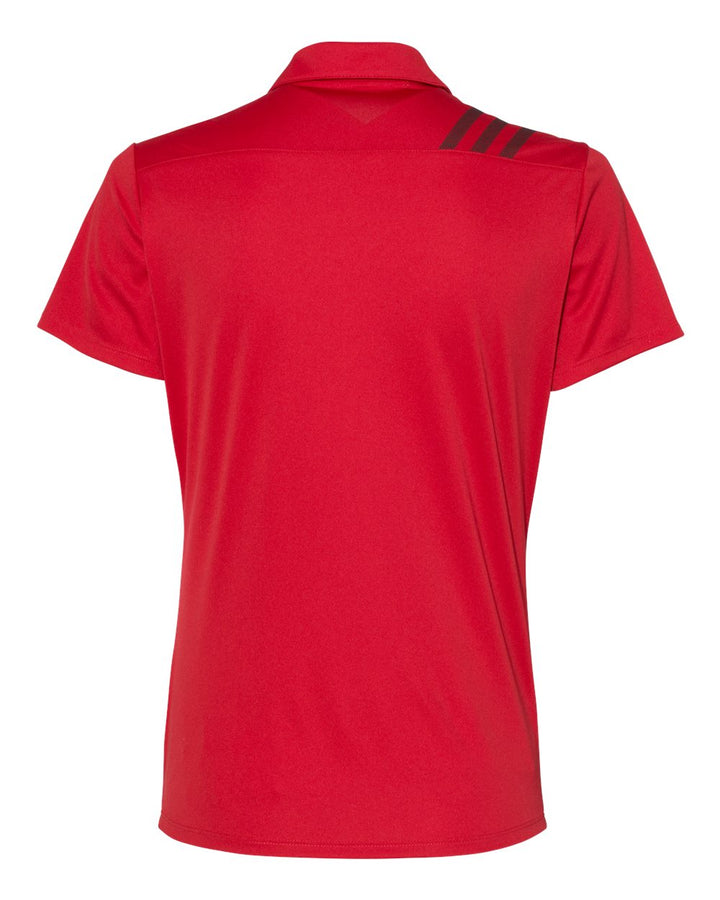 Rear View of Collegiate Red/ Black Women's 3-Stripes Shoulder Polo - A325