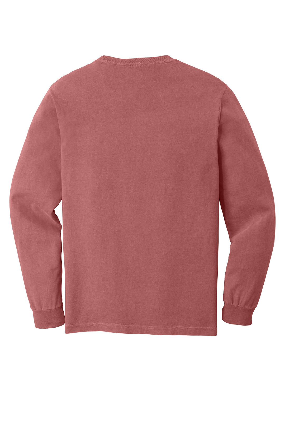 Rear View of Crimson COMFORT COLORS Heavyweight Ring Spun Long Sleeve Pocket Tee. 4410