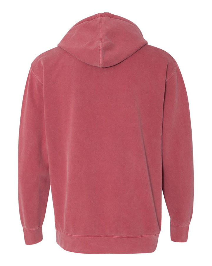 Rear View of Crimson Garment-Dyed Hooded Sweatshirt - 1567